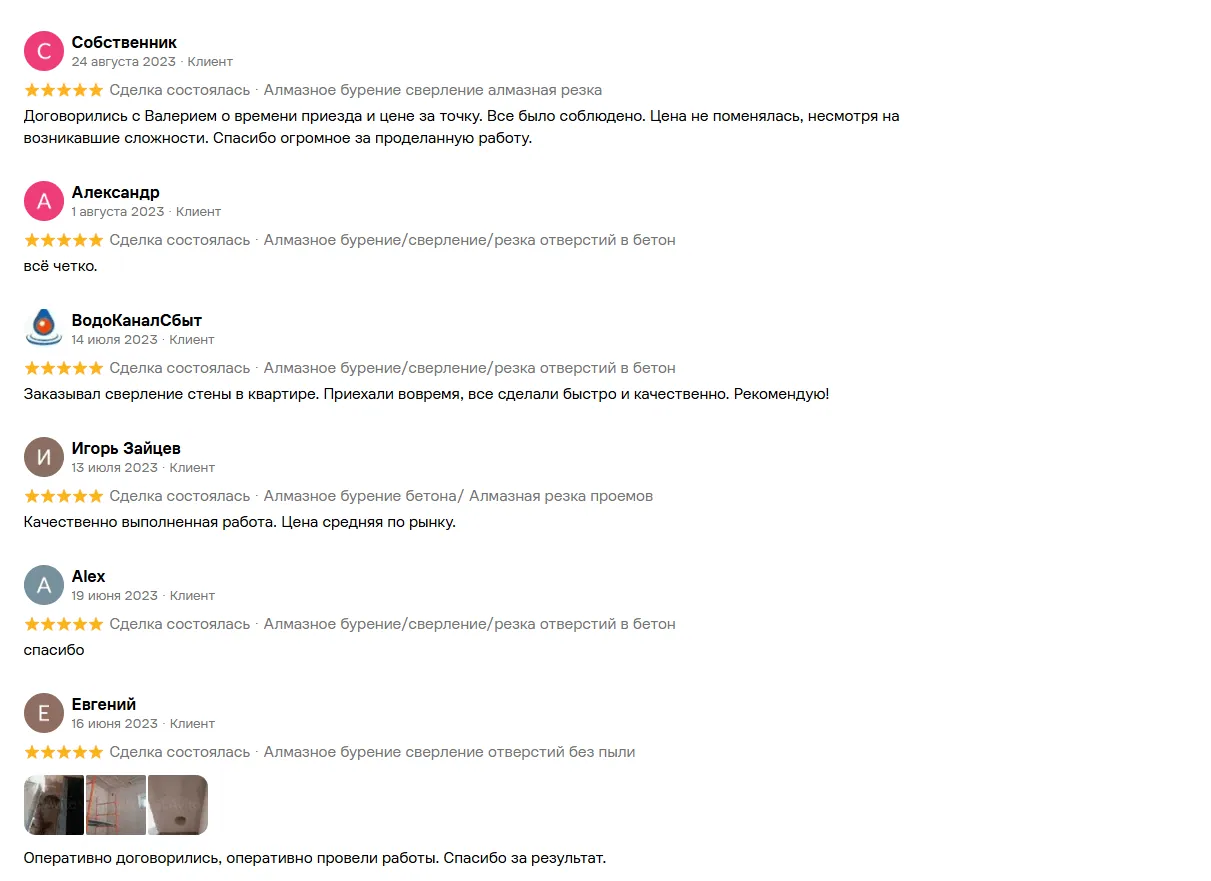 Скриншот отзыва клиента с Авито — 3